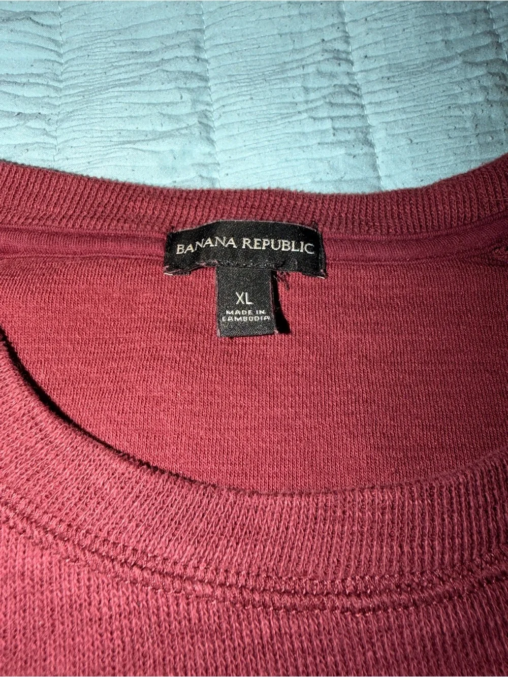 Banana Republic Mens Double Knit Crewneck Raglan Pullover Shirt Red XL